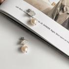 Cloud Sterling Silver Pearl Dangle Earring 1 Pair - E323 - Pearl Earrings - Silver - One Size