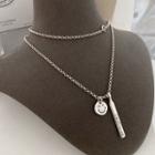 Smiley Face Necklace D645 - 1 Pc - Silver - One Size