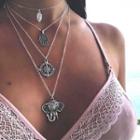 Alloy Elephant Pendant Layered Choker Necklace As Shown In Figure - One Size
