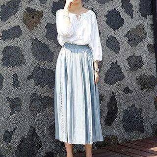 Band Waist Midi Skirt
