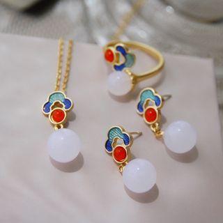 Retro Bead Alloy Dangle Earring / Pendant Necklace / Ring