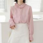 Long-sleeve Pleated Trim Shirt