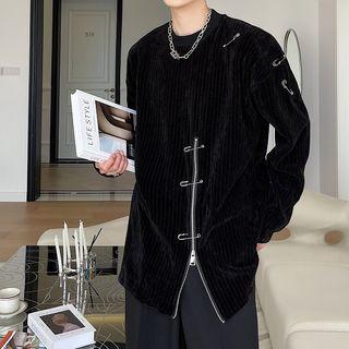 Safety Pin & Zip Detail Oversized Knit Top