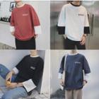 3/4-sleeve Couple Matching Two-tone T-shirt