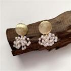 Faux Pearl Fringed Drop Earring 1 Pair - Gold & White - One Size