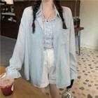 Long-sleeve Pocket-detail Shirt / Floral Smocked Camisole Top