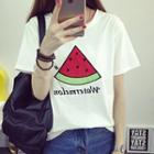 Watermelon Embroidered Short Sleeve T-shirt