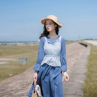 Set: Sleeveless Top + Long-sleeve Dress
