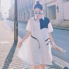 Short Sleeve Color Block Loose-fit Shirtdress
