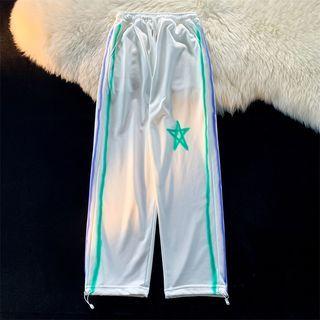Star Print Drawstring-cuff Sweatpants