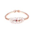 Fashion Elegant Plated Rose Gold White Flower Bangle With Cubic Zircon Rose Gold - One Size