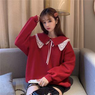 Lace Collar Bow Pullover