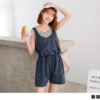 Gather-waist Melange Jumper Shorts