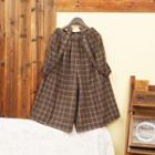 Wide-leg Plaid Suspender Shorts Coffee - One Size