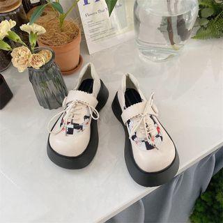 Floral Panel Lace-up Platform Shoes