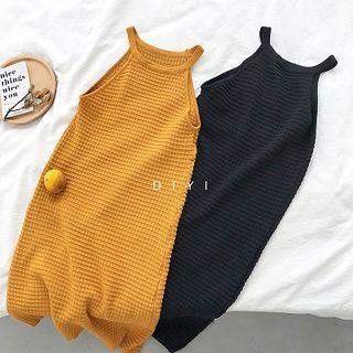 Plain Halter Off-shoulder Knit Dress