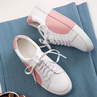 Genuine Leather Panel Sneakers