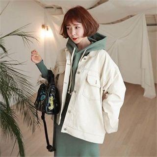 Contrast-stitch Oversized Trucker Jacket