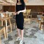 Sleeveless Knit Dress Black - One Size