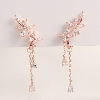 Floral Rhinestone Stud / Clip-on Earrings