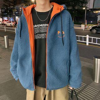 Embroidered Reversible Fleece Zip Hoodie