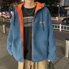 Embroidered Reversible Fleece Zip Hoodie