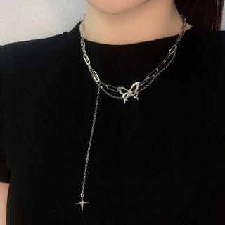 Butterfly Star Pendant Layered Alloy Necklace