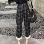 Fleece-lined Plaid Pants / Long Sleeve Knit Top