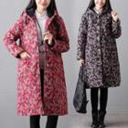 Floral Hooded Long Padded Coat