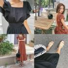 Bare-back Tie-waist Flounced Maxi Dress