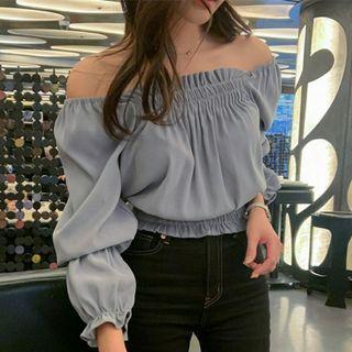 Off-shoulder Frill Trim Blouse