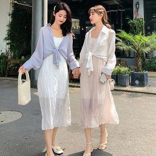 Set: Sleeveless Midi Dress + Shirt Jacket
