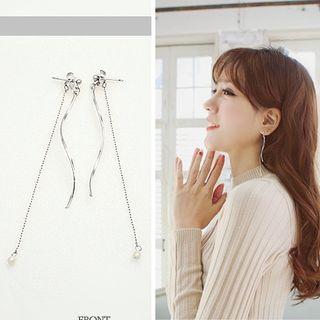 Wavy Sterling Silver Drop Earring