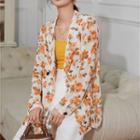 Floral Double-breasted Blazer Tangerine - One Size