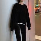 Set: Mock Two-piece Pullover + Boot-cut Pants