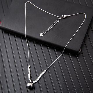 Bead Cube Pendant Stainless Steel Necklace Silver - One Size