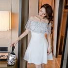 Off Shoulder Lace Panel A-line Dress