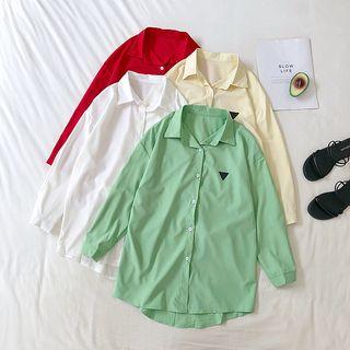 Triangle Embroidered Long-sleeve Button-down Shirt
