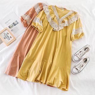 Lace-trim Short-sleeve Dress