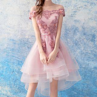 Flower Off-shoulder Short Prom Dress
