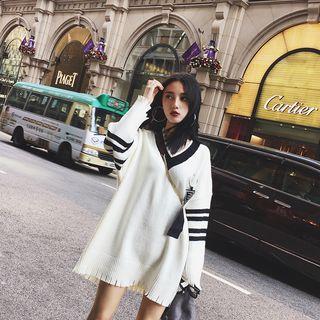Contrast Trim Mini Sweater Dress