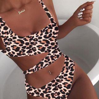 Leopard Print Cut-out Swimsuit