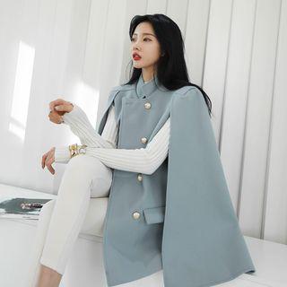 Double-button Woolen Cape Jacket