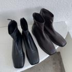 Square-toe Faux Leather Short-boots