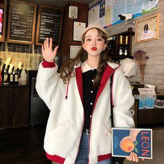 Two-way Fleece Hooded Zip Jacket As Shown In Figure - One Size