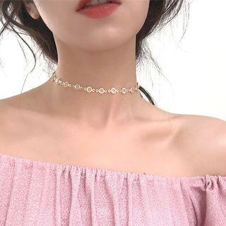 Bead & Metal Disc Choker 1 Pc - Choker - Gold - One Size