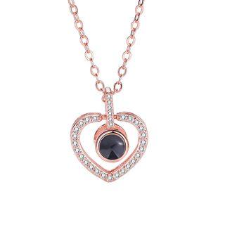 Rhinestone & Bead Heart Pendant Necklace