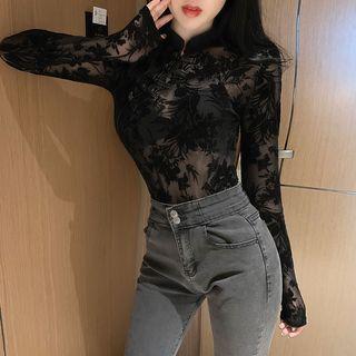 Frog-button See-through Top