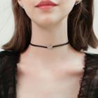 925 Sterling Silver Rhinestone Swan Choker Black - One Size