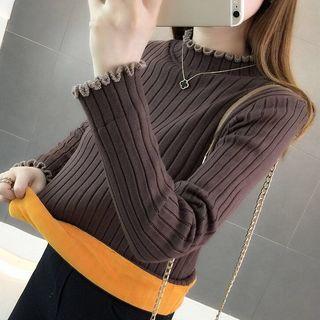 Ruffle Hem Ribbed Sweater